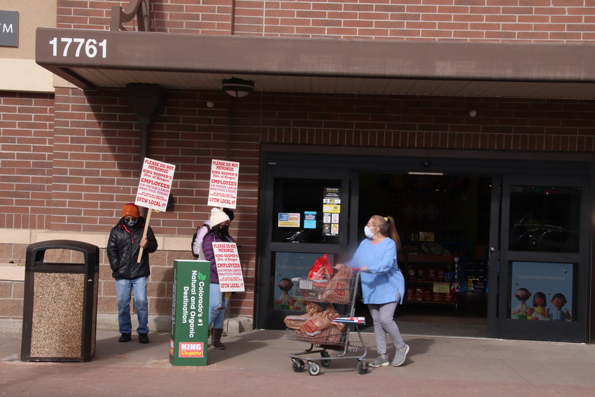 A group of workers on strike from King Soopers began picketing in front of the Parker store Jan. 12.